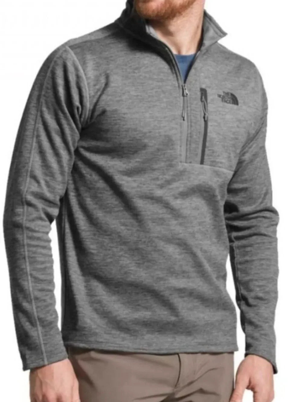 The North Face Heather Grey Half-Zip Fleece Pullover - Size Small